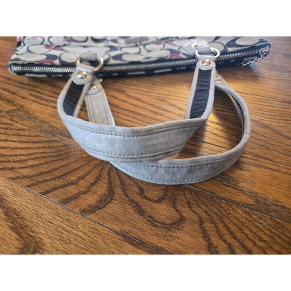 Coach Poppy Signature Hearts Gray Black Canvas Large Tote Bag/ Shoulder Bag - Picture 8 of 12